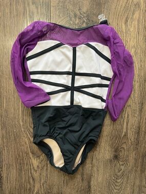 Tiger Friday Mesh Purple Sleeve Long Sleeve Leotard